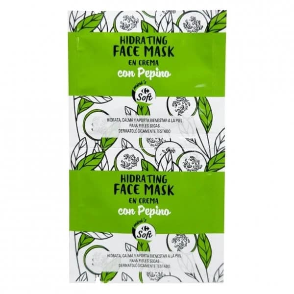Mascarilla facial en crema con pepino Soft Carrefour 2 ud. - 2.02 ud - Imagen del producto en Findit