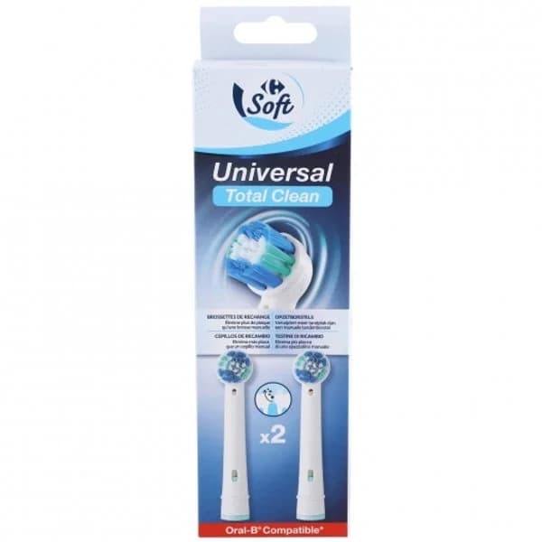 Recambios cepillo batería universal Total Clean Carrefour Soft 2 ud. - 2.01 ud - Imagen del producto en Findit