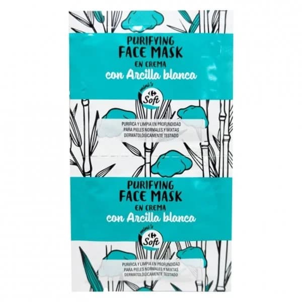 Mascarilla facial en crema con arcilla blanca Soft Carrefour 2 ud. - 2.02 ud - Imagen del producto en Findit