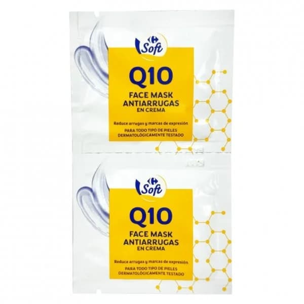 Mascarilla facial en crema antiarrugas Q10 Soft Carrefour 2 ud. - 2.02 ud - Imagen del producto en Findit