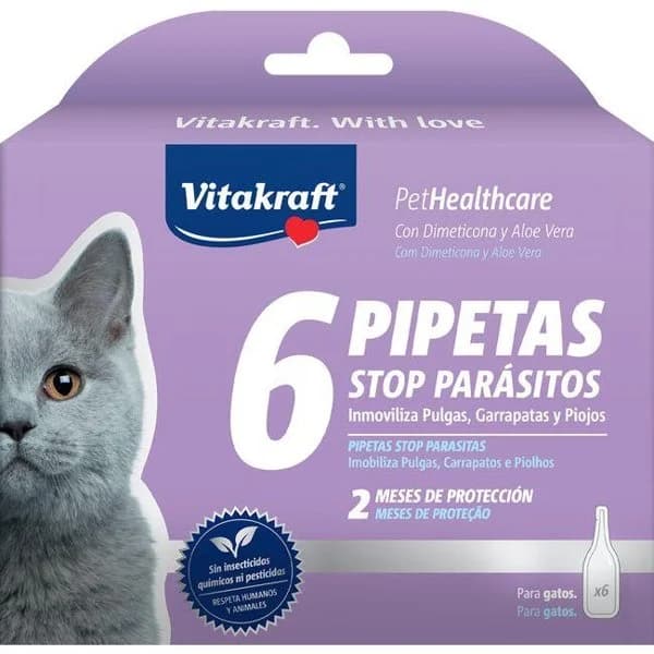 Pipeta dimeticona para gato VITAKRAFT, caja 6 uds - 1 ud - Imagen del producto en Findit