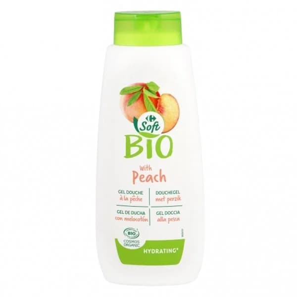 Gel de ducha hidratante con extracto de melocotón ecológico Carrefour Soft Bio 500 ml - 1 ud - Imagen del producto en Findit