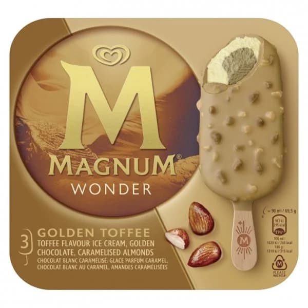 Bombón golden toffe Wonder Magnum 3 ud. - 0.27 l - Imagen del producto en Findit