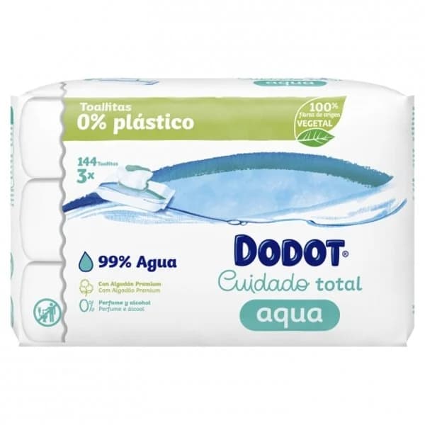 Toallitas cuidado total aqua para Bebé Dodot pack de 3 paquetes de 48 ud. - 1 ud - Imagen del producto en Findit