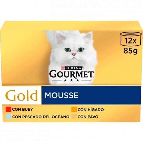 Comida húmeda mousse surtido para gato adulto Purina Gourmet Gold 12x85 g. - 1.02 kg - Imagen del producto en Findit