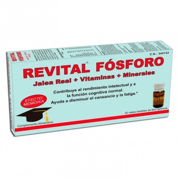 Fósforo complemento alimenticio Jalea real + vitaminas + minerales Revital 20 ampollas. - 1 ud - Imagen del producto en Findit