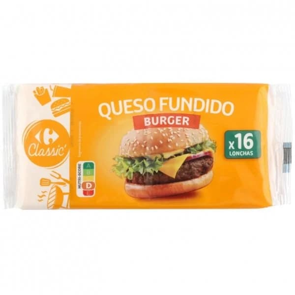 Queso fundido en lonchas burguer Carrefour 300 g. - 0.3 kg - Imagen del producto en Findit