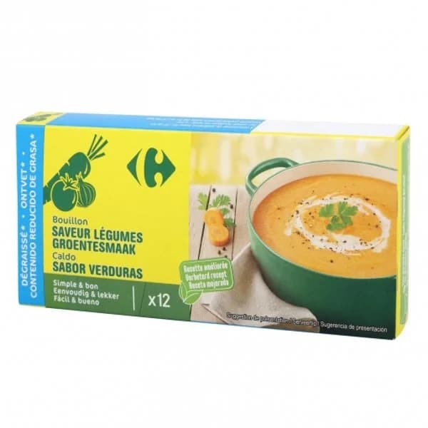 Caldo de verduras desgrasado Carrefour 12 pastillas - 1 ud - Imagen del producto en Findit