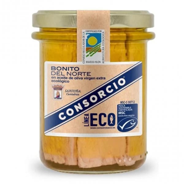 Bonito en aceite de oliva virgen extra Ecológico Consorcio 122 g. - 0.12 kg - Imagen del producto en Findit