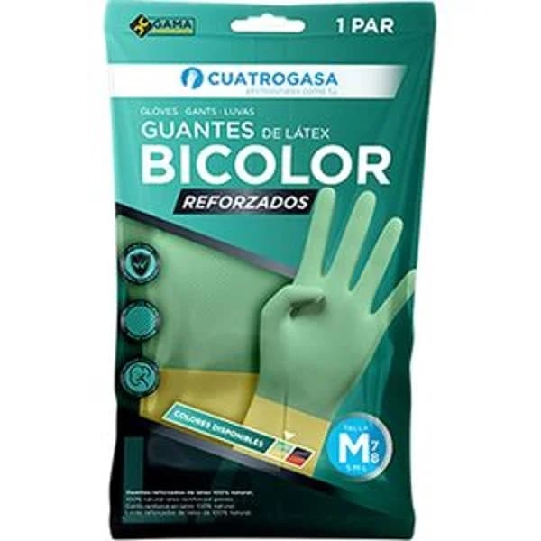 Guantes de látex bicolor reforzados talla M - 1 ud - Imagen del producto en Findit