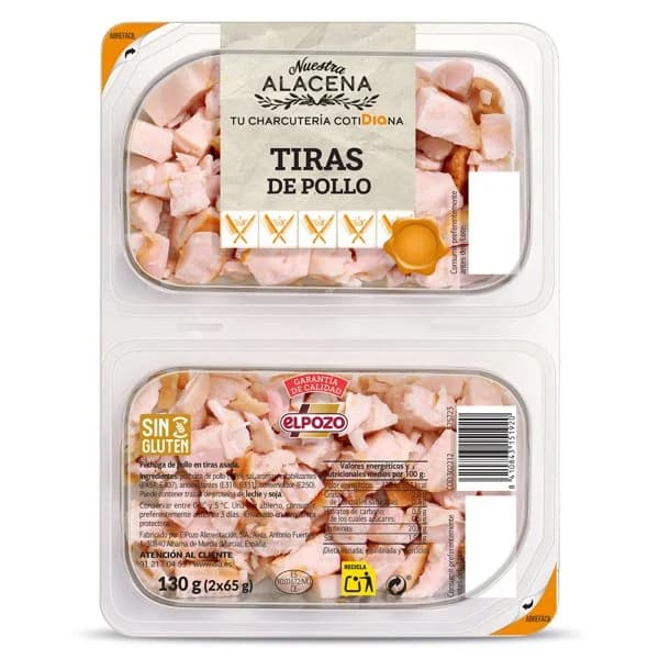 Tiras de pollo Nuestra Alacena de Dia bandeja 2 x 65 g - 0.13 kg - Imagen del producto en Findit