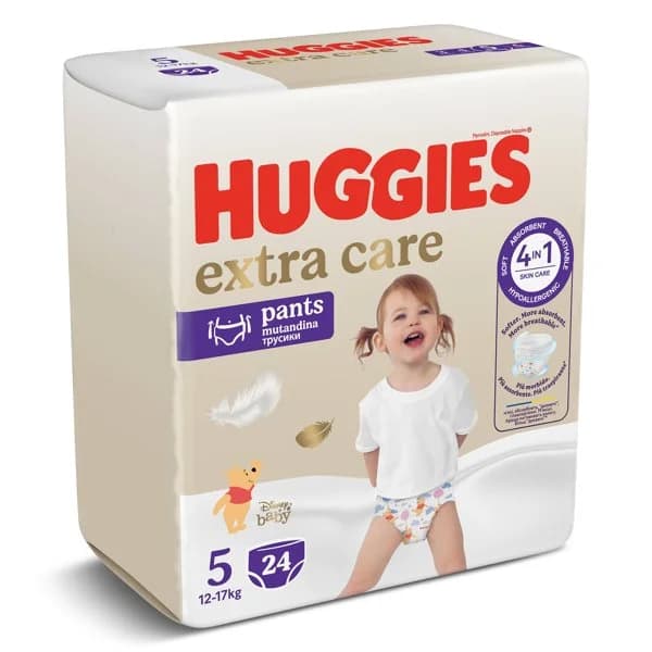 Pañales pants extra care 12-17 kgs talla 5 Huggies bolsa 24 unidades - 23.99 ud - Imagen del producto en Findit