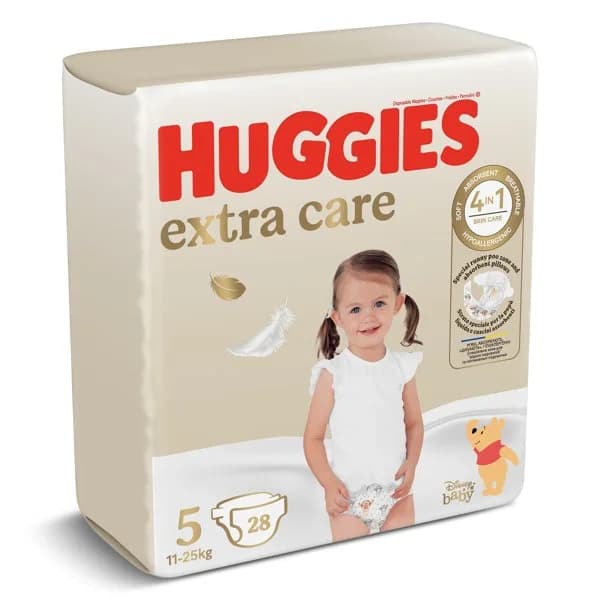 Pañales extra care 11-25 kgs talla 5 Huggies bolsa 28 unidades - 27.85 ud - Imagen del producto en Findit