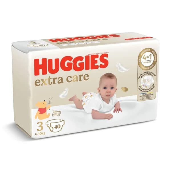 Pañales extra care 6-10 kgs talla 3 Huggies bolsa 40 unidades - 40.45 ud - Imagen del producto en Findit