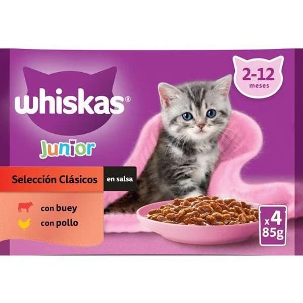 Salsa clasic junior para gato WHISKAS, pack 4x85 g - 1 ud - Imagen del producto en Findit