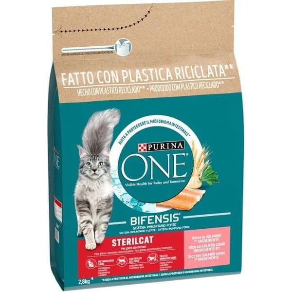 Alimento de salmón para gato esterilizado ONE, paquete 2,8 kg - 1 ud - Imagen del producto en Findit