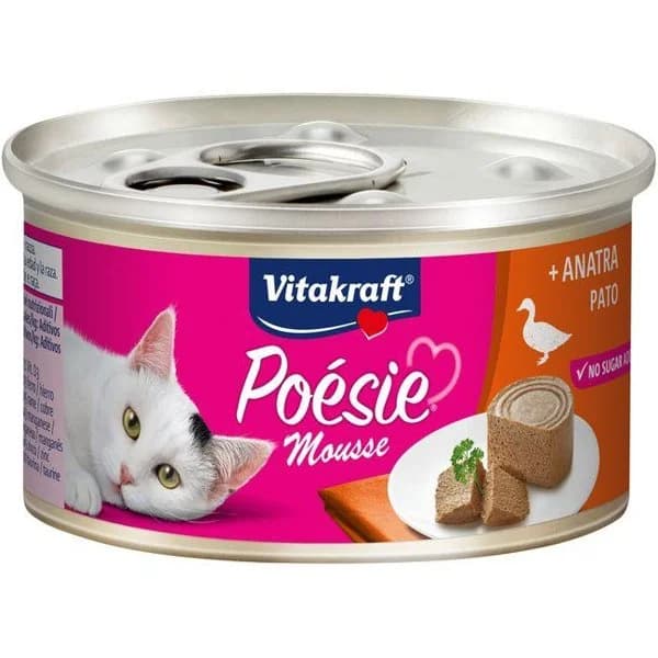 Mousse de pato para gato POESIE Vitakraft, lata 85 g - 1 ud - Imagen del producto en Findit
