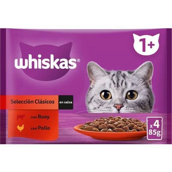 Salsa clasic para gato WHISKAS, pack 4x85 g - 1 ud - Imagen del producto en Findit