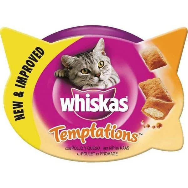 Snack Temptations de pollo para gato WHISKAS, tarrina 60 g - 1 ud - Imagen del producto en Findit
