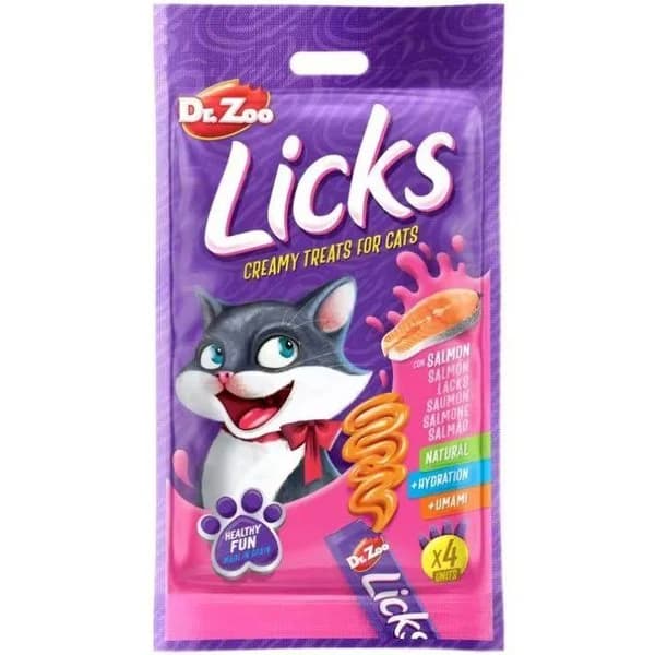 Snack líquido cat licks salmón para gato DR.ZOO, pack 4x15 g - 1 ud - Imagen del producto en Findit
