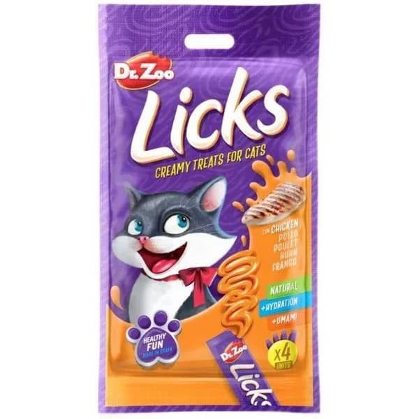 Snack líquido cat licks de pollo para gato DR.ZOO, pack 4x125 g - 1 ud - Imagen del producto en Findit