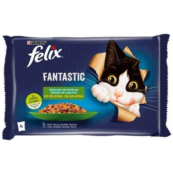 Selección de verduras para gato FÉLIX FANTASTIC, pack 4x85 g - 0.33 kg - Imagen del producto en Findit