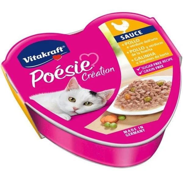 Pollo en salsa con verdura para gato POESIE Vitadraft, lata 85 g - 0.09 kg - Imagen del producto en Findit
