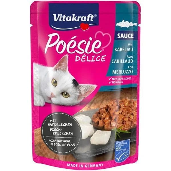 Alimento con bacalao para gato VITAKRAFT Poesie, sobre 85 g - 1 ud - Imagen del producto en Findit