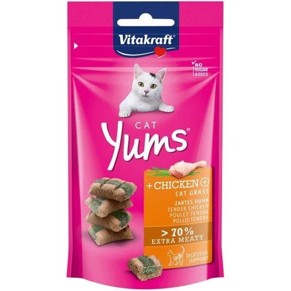 Cat Yums de pollo con hierba para gato VITAKRAFT, paquete 40 g - 1 ud - Imagen del producto en Findit
