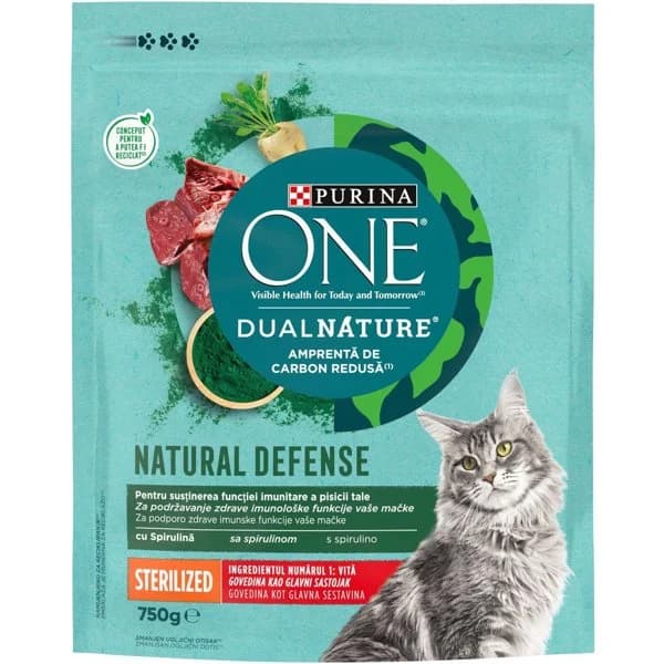 Alimento de buey gato esterilizado spirulina ONE, bolsa 750 g - 1.4 kg - Imagen del producto en Findit