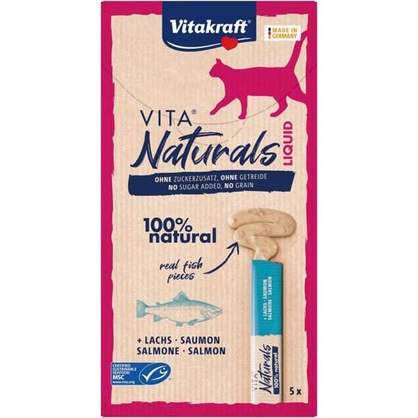 Snack líquido de salmón para gato VITAKRAFT, pack 5x15 g - 0.08 kg - Imagen del producto en Findit
