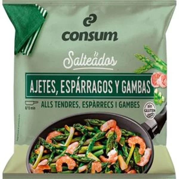 Salteado de Ajetes Espárragos y Gambas - 0.45 kg - Imagen del producto en Findit