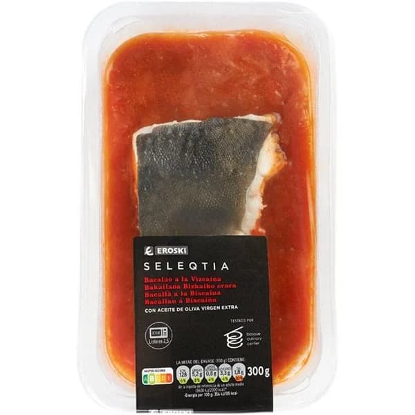 Bacalao a la vizcaina EROSKI SELEQTIA, bandeja 300 g - 1 ud - Imagen del producto en Findit