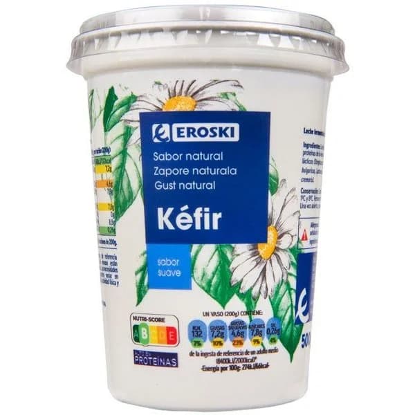 Kéfir natural cuchara EROSKI, tarrina 500 g - 0.5 kg - Imagen del producto en Findit