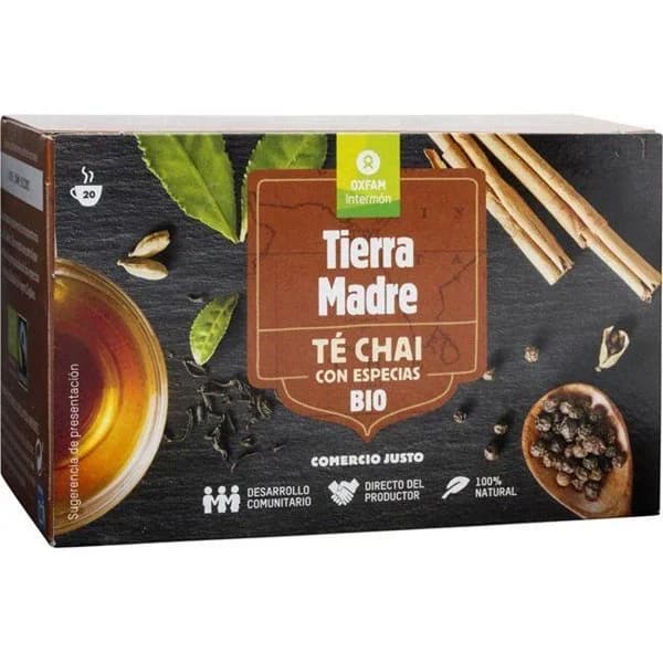 Té chai con especias bio INTERMÓN OXFAM, caja 20 sobres - 1 ud - Imagen del producto en Findit