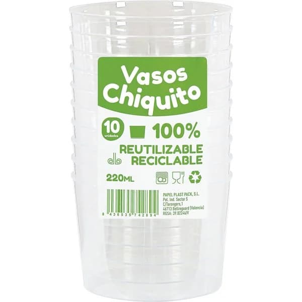 Vaso Chiquito Reutilizable 220Ml - 9.74 ud - Imagen del producto en Findit