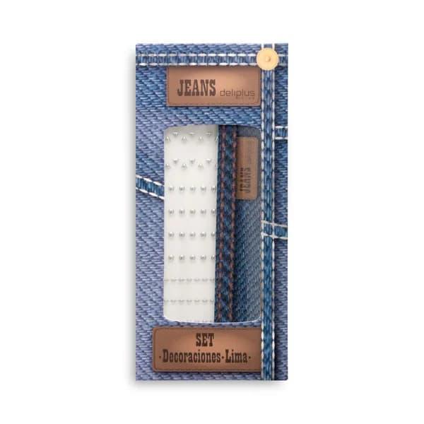 Set decoraciones y lima Deliplus Jeans para uñas - 1 ud - Imagen del producto en Findit