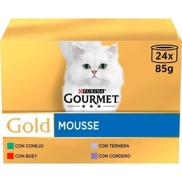 Mousse surtido para gato GOURMET GOLD, pack 24x85 g - 1 ud - Imagen del producto en Findit