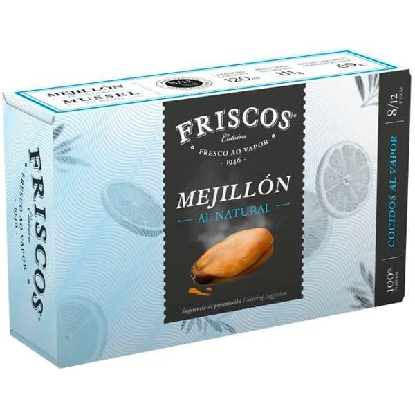 Mejillón natural 8/12 piezas FRISCOS, lata 69 g - 1 ud - Imagen del producto en Findit