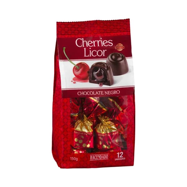 Bombones cereza al licor Hacendado con chocolate negro - 0.15 kg - Imagen del producto en Findit
