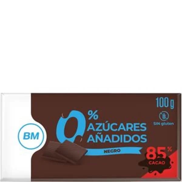 Chocolate negro 0% azúcar 85% cacao 100 g - 0.1 kg - Imagen del producto en Findit