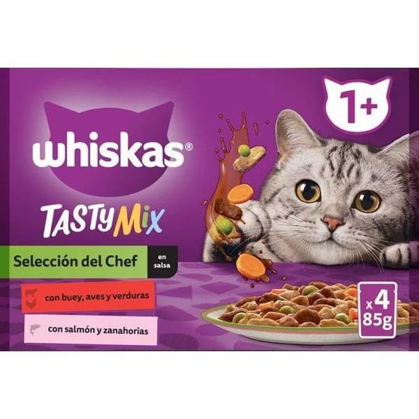 Alimento en salsa para gato WHISKAS SELECCIÓN CHEF, pack 4x85 g - 1 ud - Imagen del producto en Findit