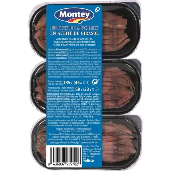 Anchoas Aceite Girasol P-3 - 1 ud - Imagen del producto en Findit