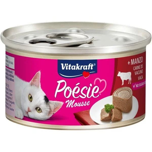 Mousse de ternera para gato POESIE Vitakraft, lata 85 g - 1 ud - Imagen del producto en Findit