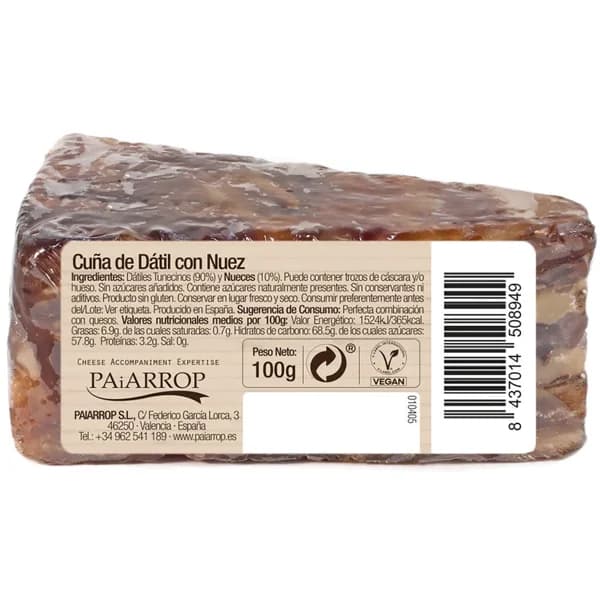 Dátil con nueces, maridaje quesos PAIARROP, cuña 100 g - 1 ud - Imagen del producto en Findit