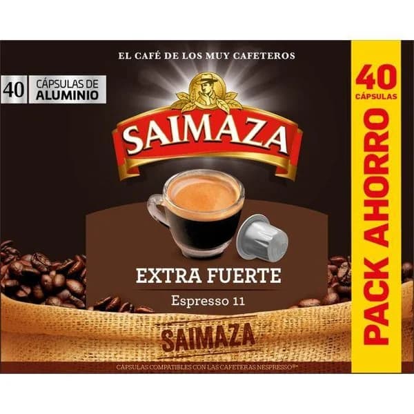 Café extra fuerte compatible Nespresso SAIMAZA, paquete 40 uds - 1 ud - Imagen del producto en Findit