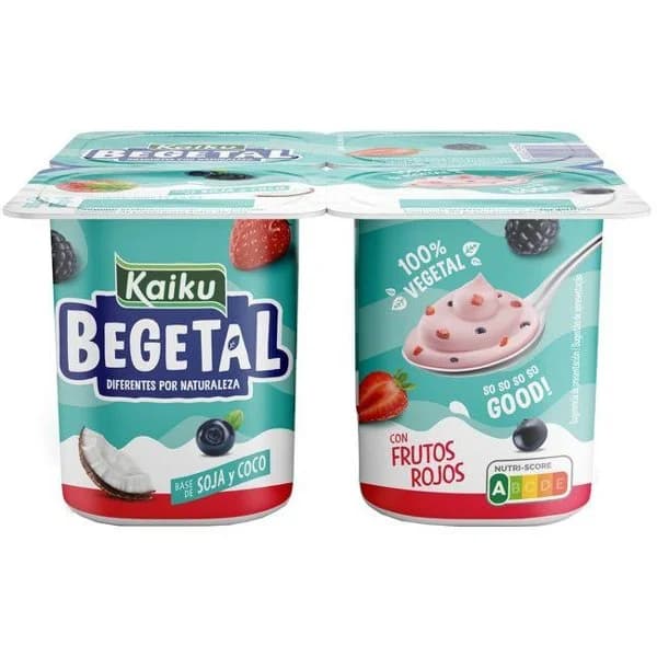Begetal de soja, coco con frutos rojos KAIKU, pack 4x125 g - 1 ud - Imagen del producto en Findit