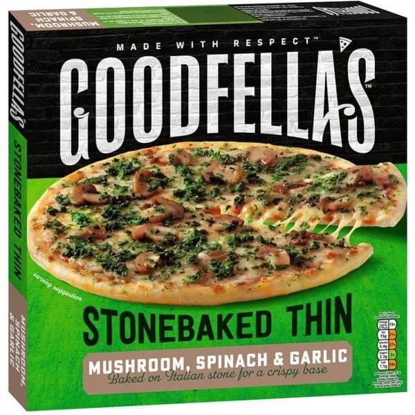 Pizza fina de pollo, champis y espinacas GOODFELLAS, caja 378 g - 1 ud - Imagen del producto en Findit