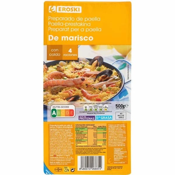 Preparado para paella de marisco EROSKI, bandeja 500 g - 0.5 kg - Imagen del producto en Findit