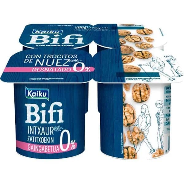 Yogur Bifi Activium 0% con nueces KAIKU, pack 4x125 g - 1 ud - Imagen del producto en Findit
